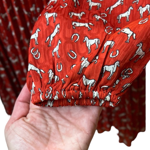 NWT Maje Rouges Raina Horse-Print Jacquard Dress with Guipure Collar Size US 4 - Picture 11 of 13